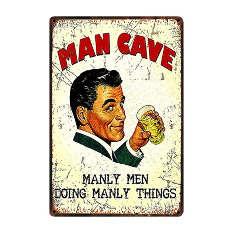 Майк86 - Здесь пиво холодится Мужская пещера Металлический знак Персонализированный постер Классическое декоративное искусство ZZ-07.
