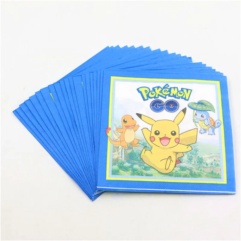 Новая распродажа Pokemon Go Дети День рождения украшения принадлежности чашки тарелка салфетка флаг Скатерть Пикачу одноразовые столовые приборы набор