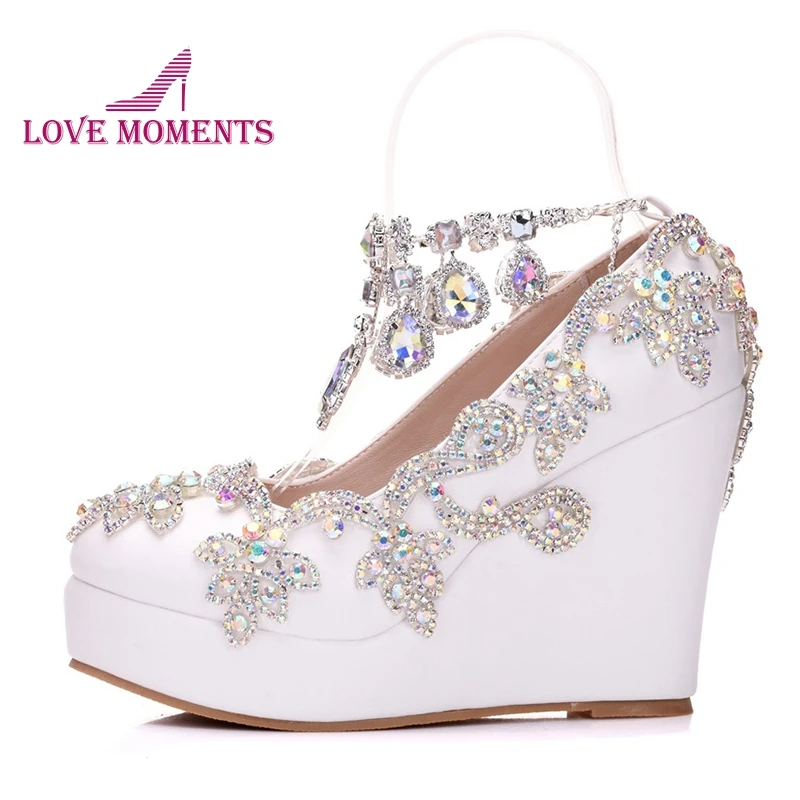 Великолепные женские туфли лодочки с кристаллами AB блестящие стразы свадебные