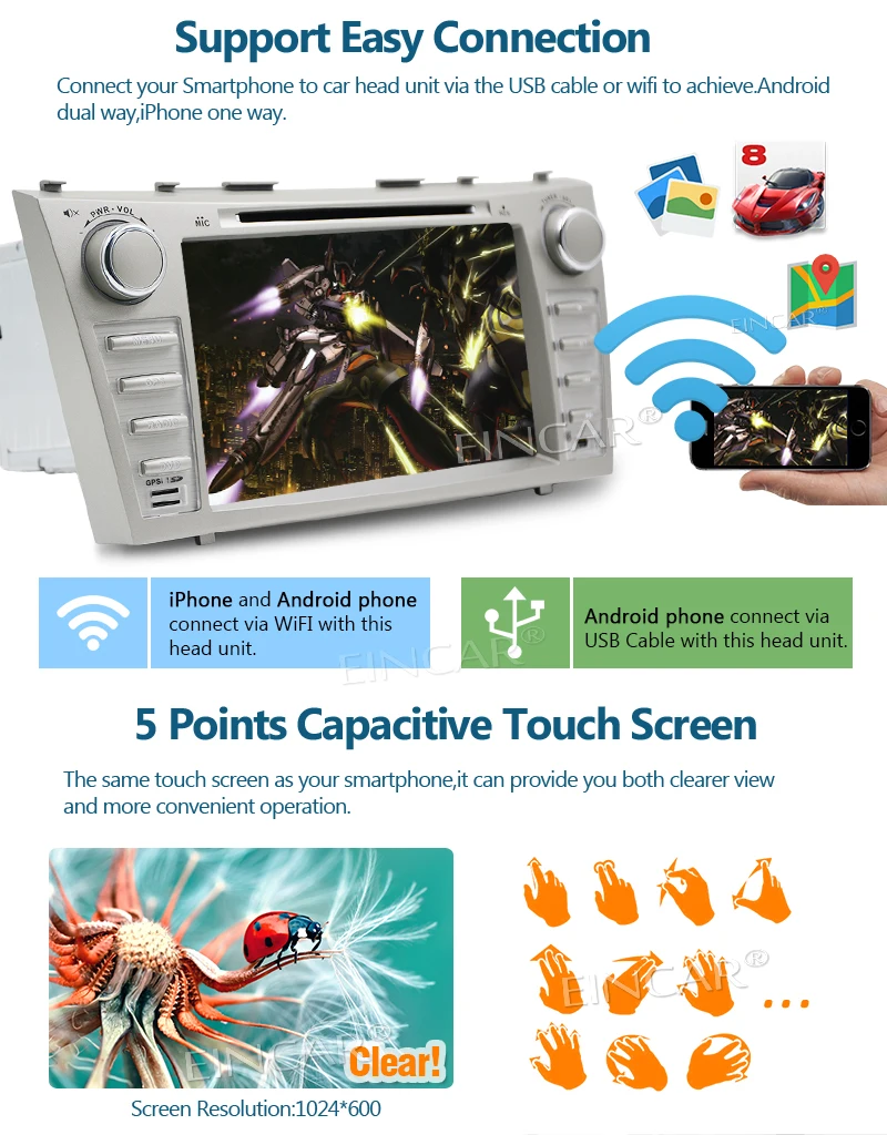 Eincar Android 7 1 автомобильный радиоприемник двойной 2 Din стерео dvd-плеер 8 ''USB/SD FM AM