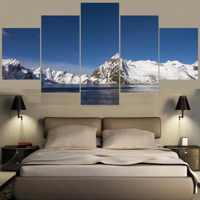 Картины Snow Mountain Lake для спальни настенное искусство домашний декор картина на