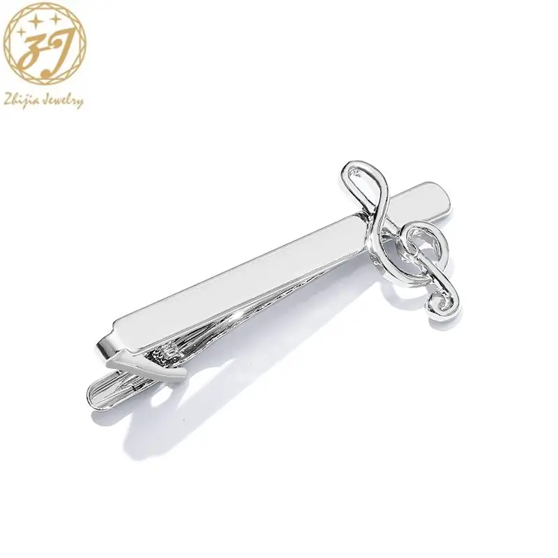 

Zhijia fashion music note tie clips cufflinks for women men silver Treble clef Piano score tie clip music lovers musician gifts