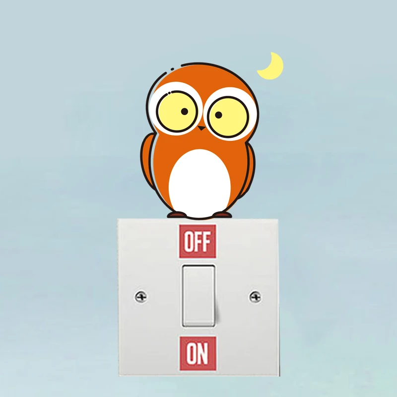 YOJA Coolest Owl Clock Switch Decor Living Room Bedroom Wall Personalized Decals 10SS0283 | Дом и сад