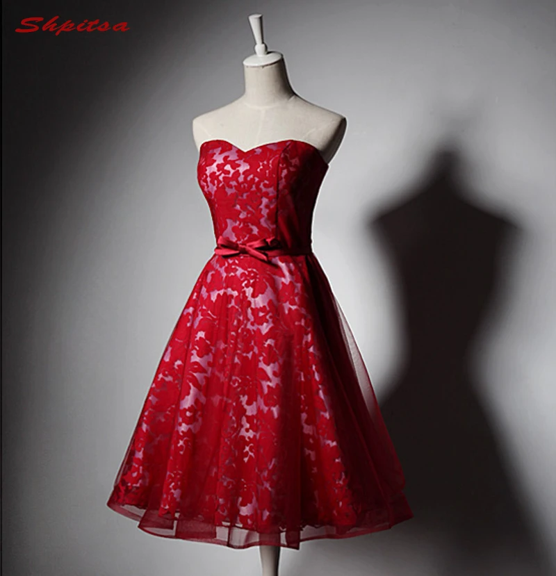 

Red Short Lace Cocktail Dresses for Women Graduation Dresses Little Party Coctail Prom Dresses vestidos de coctel