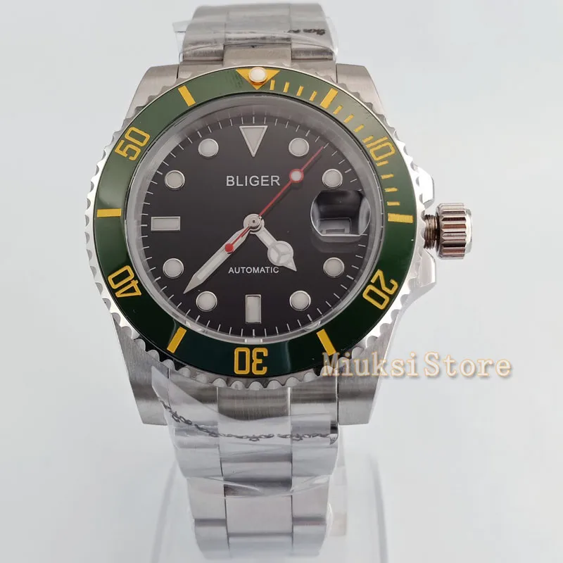 Светящийся автоматический мужской браслет 40 мм механический из нержавеющей