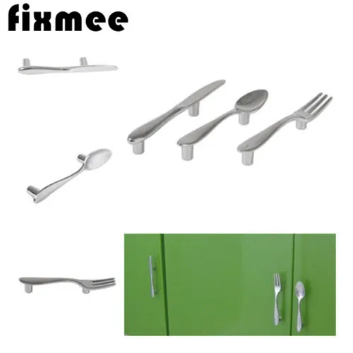 

Fixmee 15pc Silver Kitchen Cabinet Cupboard Drawer Pull handles Knobs Spoon Fork Knife
