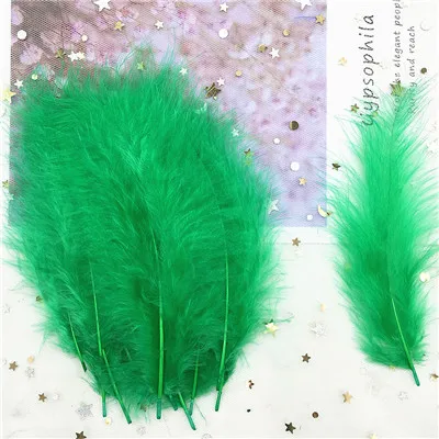 green 50p Natural Turkey Feathers Plumes 4-6 Inches10-15cm Multicolor Chicken Marabou Feather DIY Craft Wedding Jewelry Decoration 50pcs - Цвет: green 50p