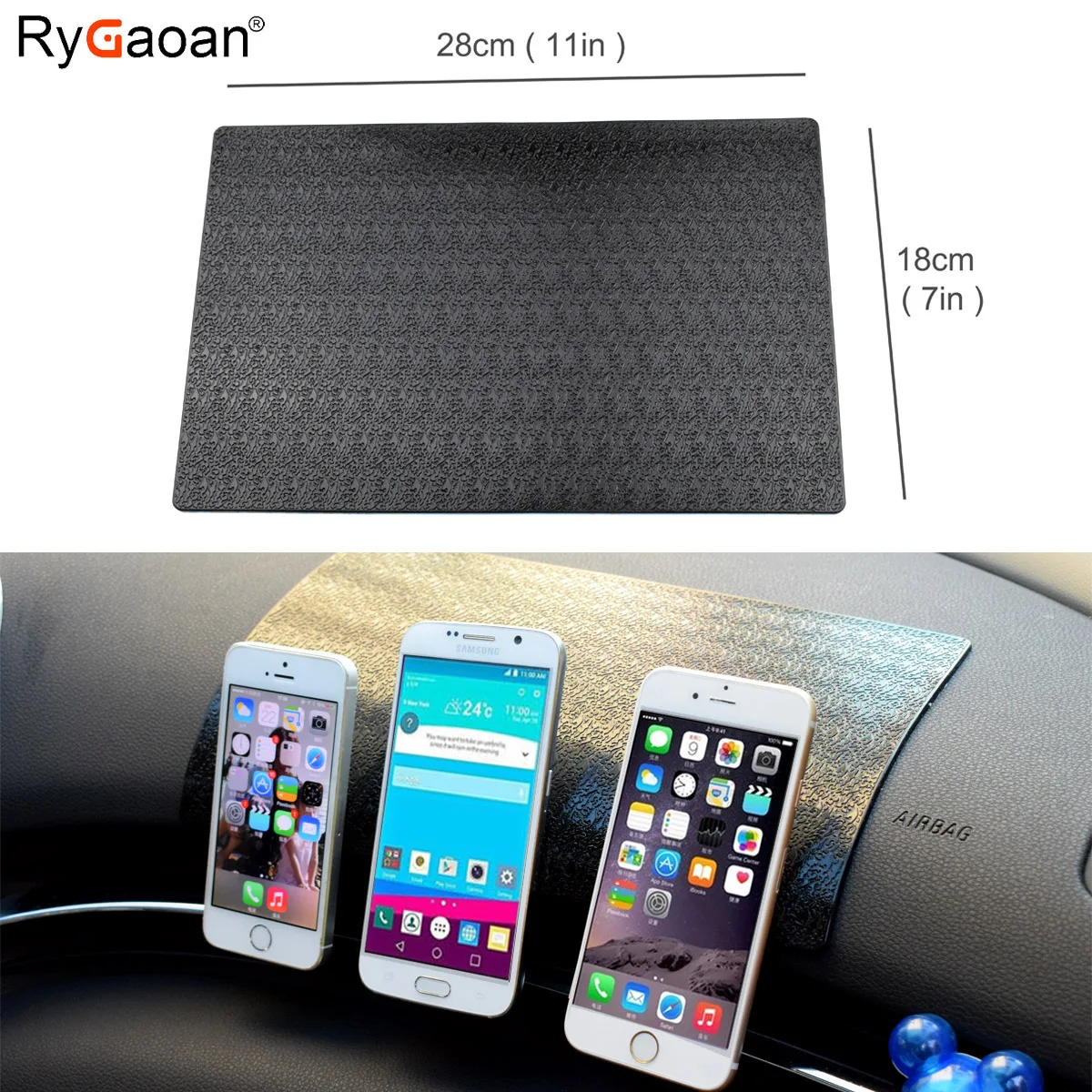 

RyGaoan 28*18cm (11*7in) Super Sticky Big Size Car Dashboard Magic Anti Slip Mat Non-slip Sticky Pad for Ornament Monitor