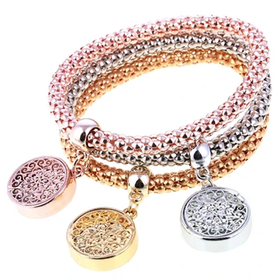 SL828 3 шт./компл. с кристальной совой; сердечка Браслеты& Bangles, золото/покрытый серебром Слон Подвески в виде якоря Стразы Браслеты для Для женщин - Окраска металла: SL828