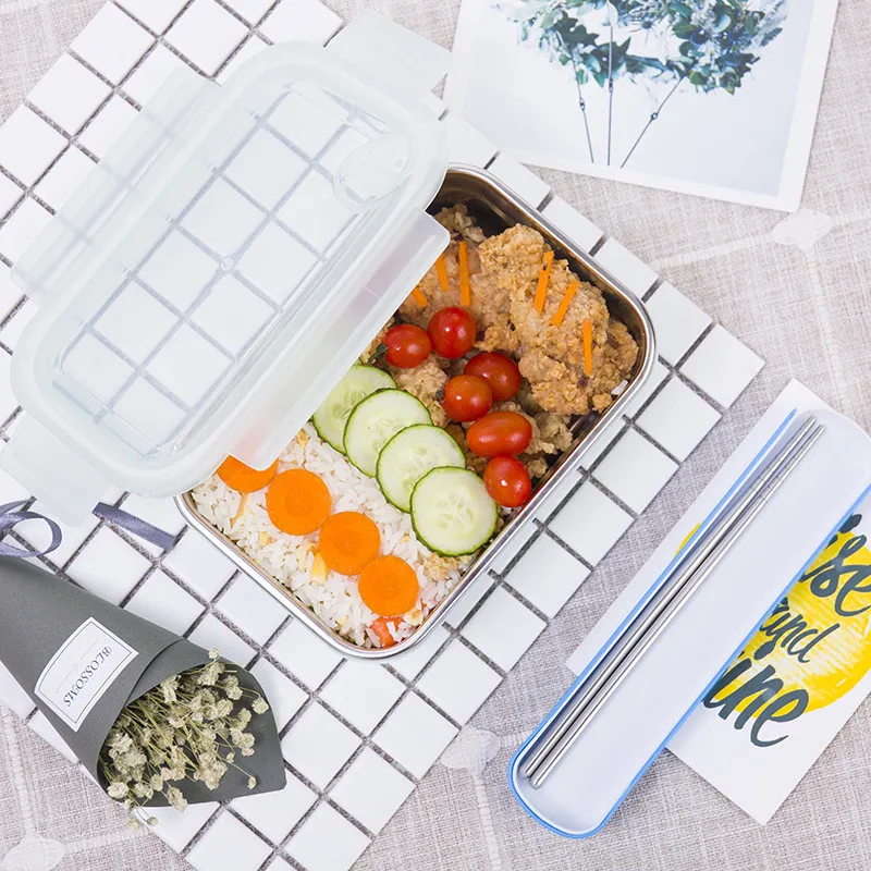 Ланч-бокс из нержавеющей стали коробки Bento Microwavable герметичные s Набор посуды 800 мл