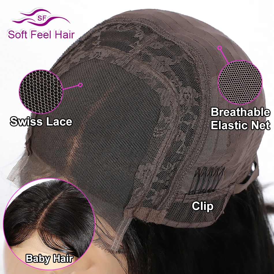 Soft Feel Hair 4*4 парик из натуральных волос с волосами младенца бразильский парик из волнистых волос Remy# 1B парики для черных женщин