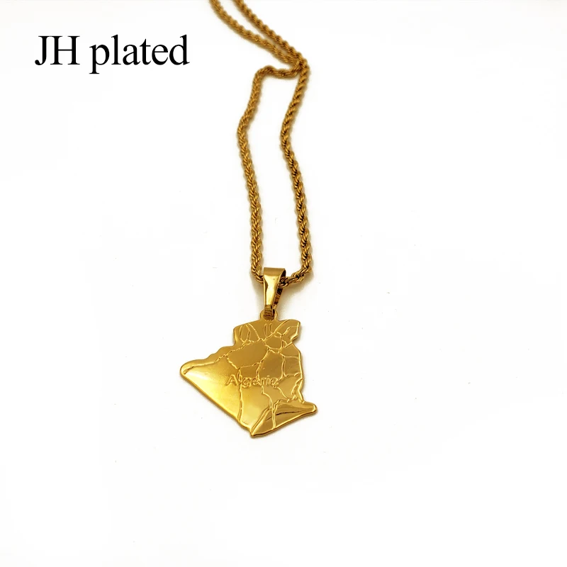 Ожерелье с подвеской в виде карты Алжира JHplated модные ювелирные изделия золотого