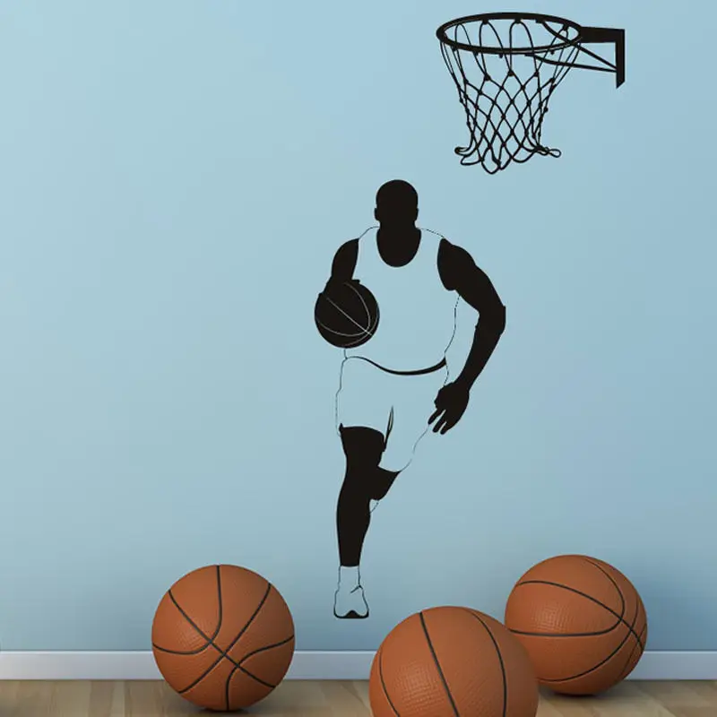 

Health Fitness Sports Wall Stickers Basketball Sport Star Home Removable Viny For Boys Room GYM windows Decorative DecalSA043