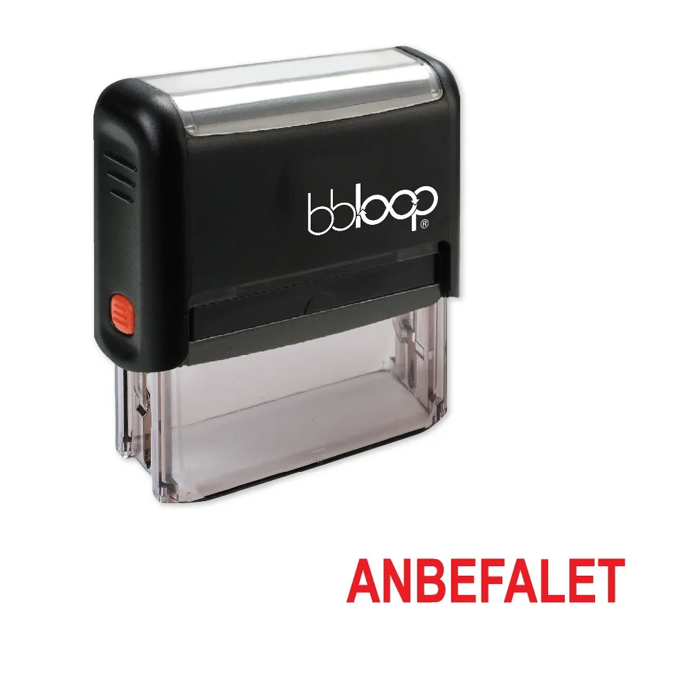 BBloop Danish Language &quotANBEFALET&quot Self-Inking Stamp Rectangular Laser Engraved RED | Дом и сад
