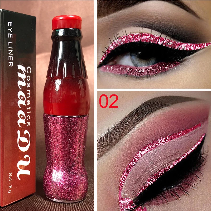 Подводка для глаз Косметика ICYCHEER Cola с жидкими блестками серебристая Роза