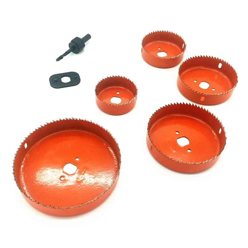 7pcs DIY Hole Saw Tools Drill Bit Cutting Set Kit 64mm-127mm Wood Sheet Metal Alloys Circular Round Case Bits with Mandrel | Инструменты
