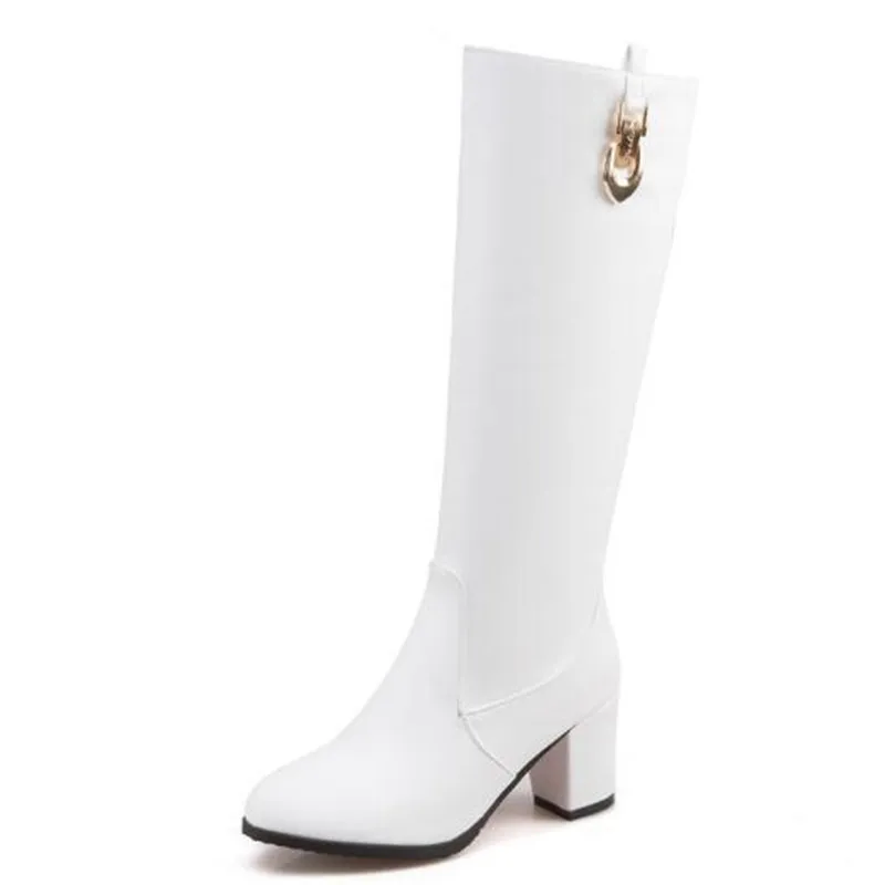 Women Boots winter New style Leisure time Round head Side zipper Keep warm High cylinder Boots brown black white Chivalry boots