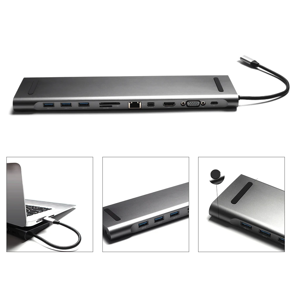 11in 1 Портативный USB C концентратора Универсальный Expander для портативных ПК