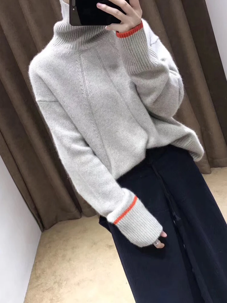 Новый стиль осень-зима плотный кашемировый свитер женский свободный короткий