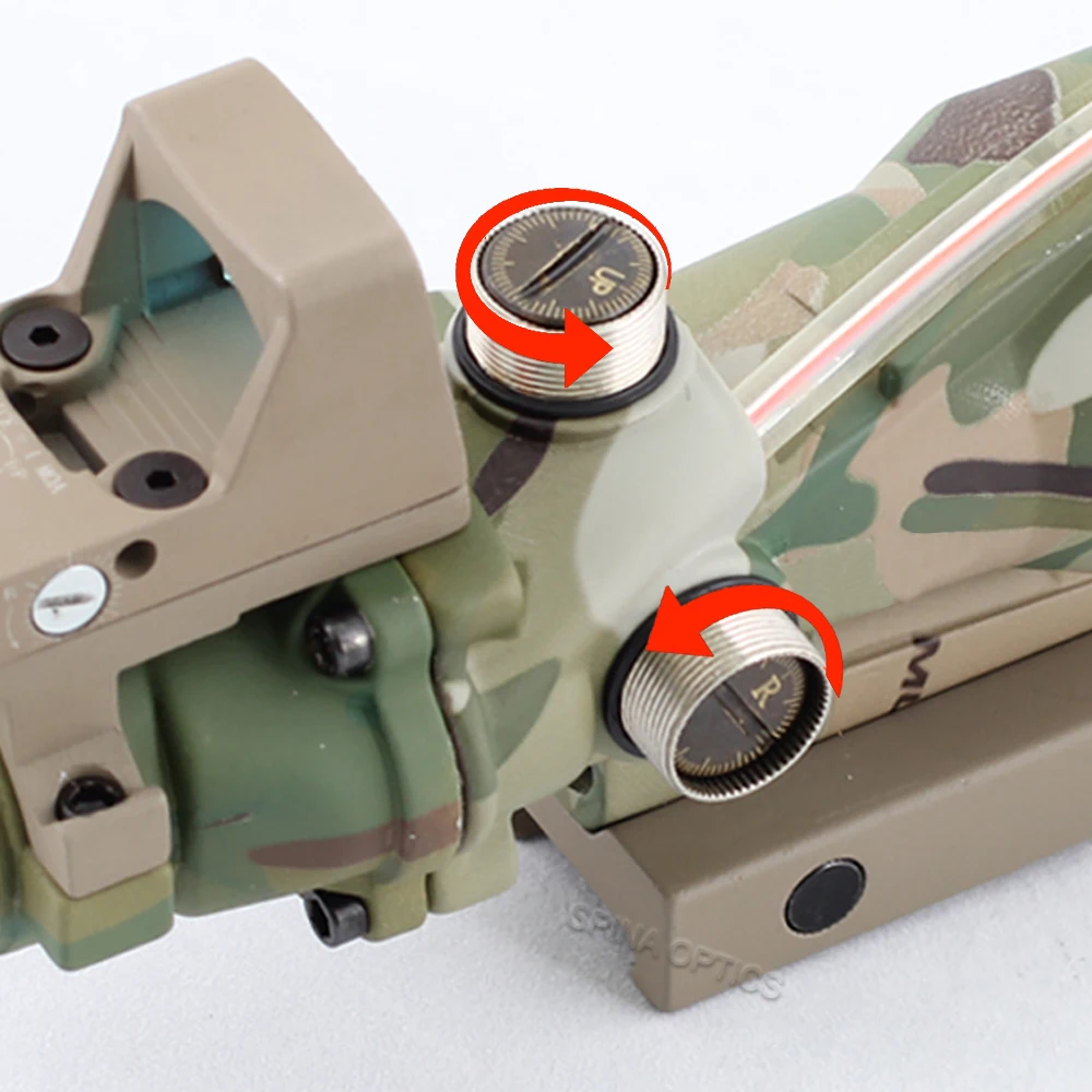 Спина оптика ACOG 4X32 Настоящее красный оптоволоконный прицел подсвеченный красным оптический прицел с РМР микро красная точка