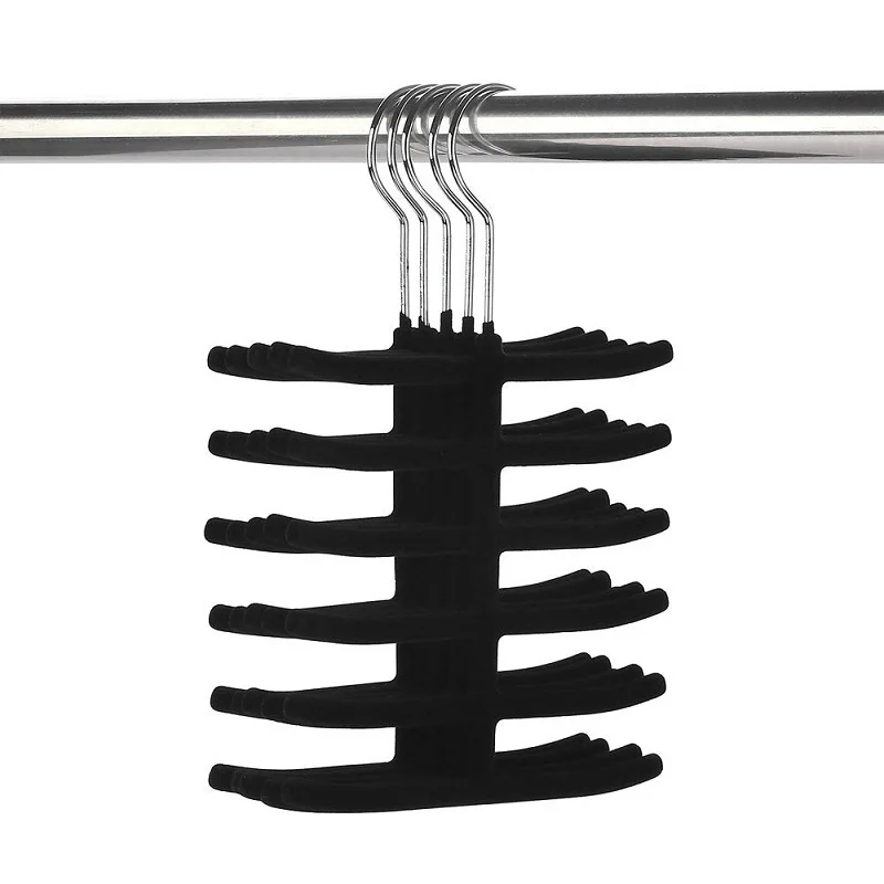 26x16CM black LASPERAL 1 шт. вешалка Флокированная Нескользящая шарф шаль одежда отделка Вешалка Органайзер из нержавеющей стали галстук ремень стойка и держатель - Цвет: 26x16CM black