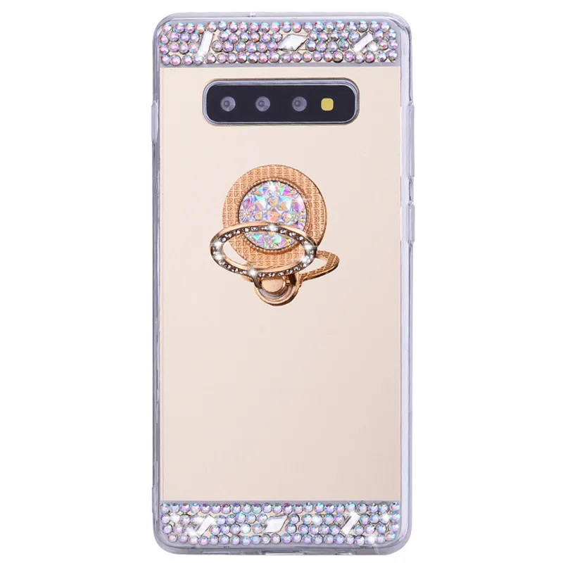 Кристальное кольцо зеркальный чехол для Samsung galaxy A50 A30 A10 M20 M10 блестящий s5 s6 s7 edge s8 s9