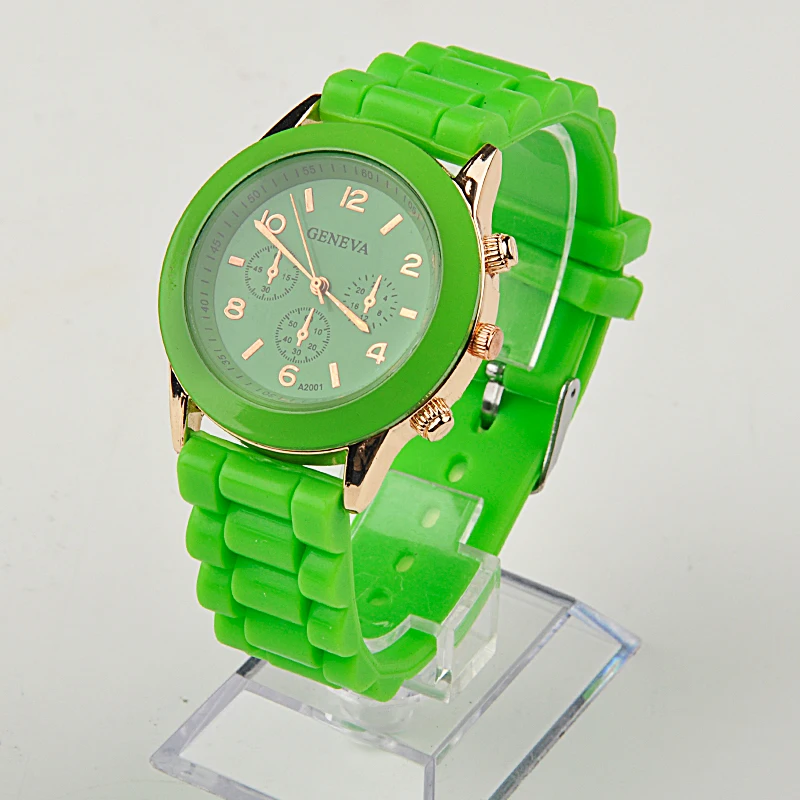 Light Green 1 шт. модные силиконовые часы унисекс кварцевые часы для мужчин и женщин Аналоговые наручные часы спортивные часы розовое золото Прямая поставка - Цвет: Light Green