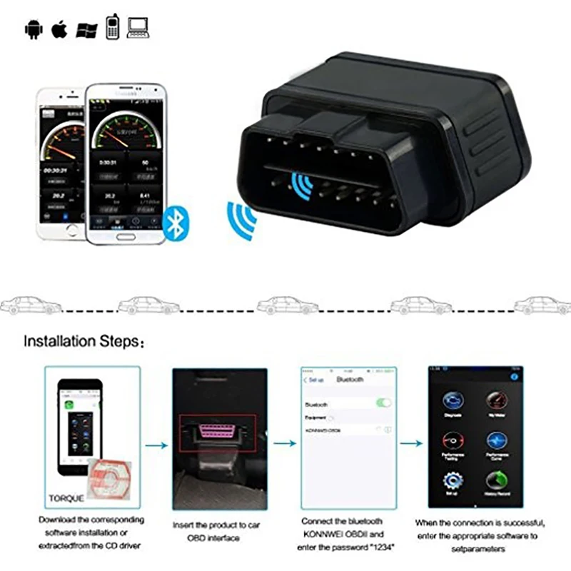 ELM327 Bluetooth OBD2 CAN BUS сканер работает ELM 327 адаптер BT беспроводной только Android