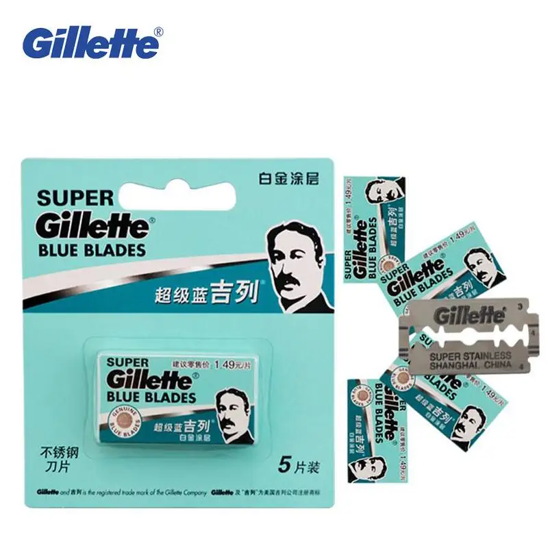 Бритвенные лезвия Gillette Super Blue для мужчин бритья из нержавеющей стали (включая 5