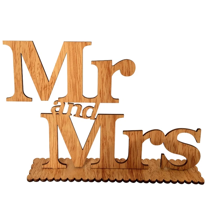 D Mr& Mrs деревянные буквы для Свадьбы вечерние украшения Романтическая свадьба украшения для дня рождения поставки домашний декор "сделай сам" Свадебный деко - Цвет: D