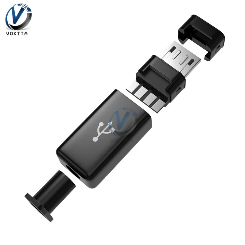 10 шт. Micro USB штекер разъем DIY комплект с чехлами черный Мини сварочный Тип