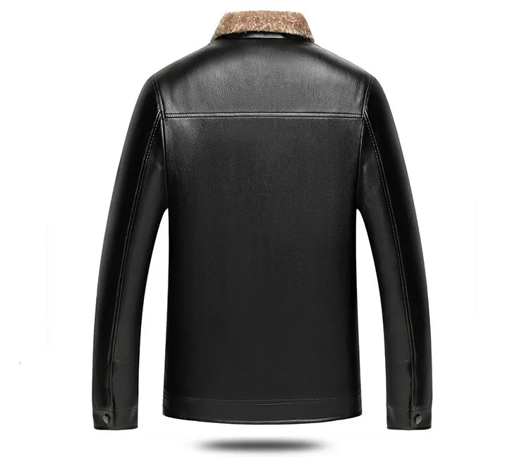 Мужская куртка из искусственной кожи, зимняя теплая длинная Мужская Меховая куртка из искусственной кожи, утепленная куртка из искусственного кашемира с отложным меховым воротником, ветровка, бренд