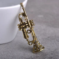 madrry cool saxophone shape brooch for woman men antique gold color crystal broches lapel pins hats dress scarf pin bijouteries