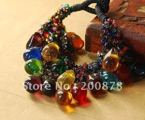 BB-251 Непал Красочные Lampwork стекло бисером жемчужина застежка Браслет для лета