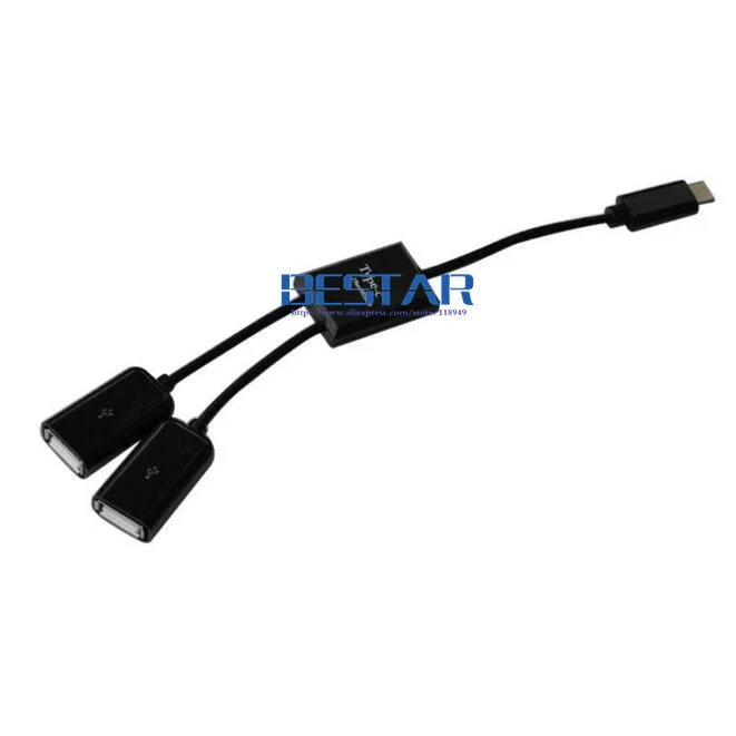 

(100pcs/lot) 2 Ports USB 3.1 Type-C OTG HUB Cable 2 in 1 USB3.1 Type C male plug to double USB 2.0 female data Cable for Letv 1S