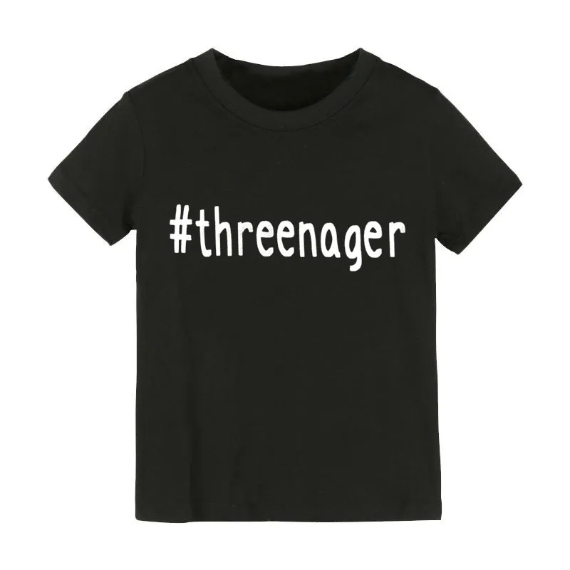 

#threenager Letters Print Kids tshirt Boy Girl shirt Children Toddler Clothes Funny Top Tees Z-79