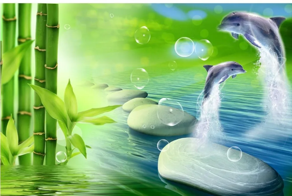 Украшение для дома классические обои стен красивые 3d панно с дельфином из