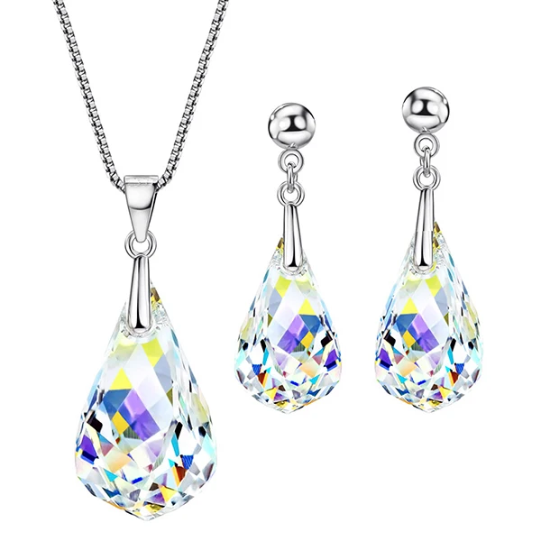 BAFFIN Helix Кулон Ювелирные наборы кристаллы от Swarovski прозрачного серебряного цвета ожерелья висячие серьги Свадебные для женщин - Окраска металла: Crystal AB