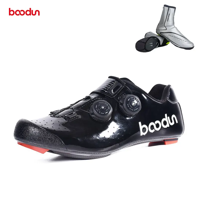 black with shoecover Кроссовки Сверхлегкие Selflock Pro углеродное волокно велосипедная обувь велосипедные туфли для триатлона велосипедный светоотражающий дышащий Zapatillas Ciclismo - Цвет: black with shoecover