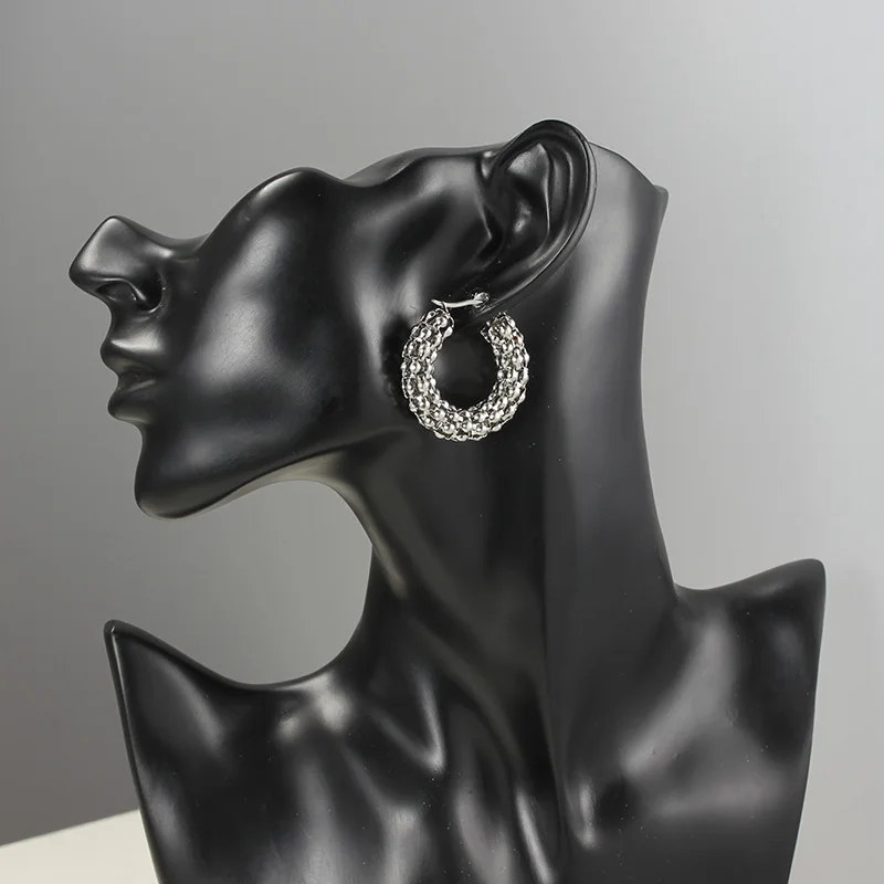 Новая мода нержавеющая сталь Золото/Серебро Цвет Круглый Серьги Кольца для