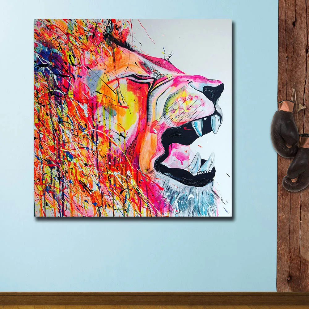 

Fashion Colors Lion Pop Art Oil Painting Wall Art Picture Paiting Canvas Paints Home Decor HD Print Painting Modern Wall Art
