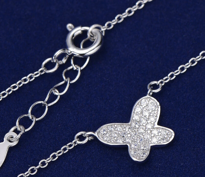 Чистое Серебро 925 Серебряный кулон ожерелье с в форме бабочки (LT)|necklace with|pendant