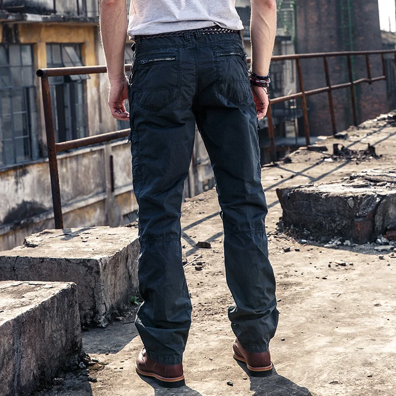 Men's Fashion Army Style Pants Multi-Pocket Cargo Solid Color Men Military Overalls Long Trousers Plus High Quality F39 | Мужская