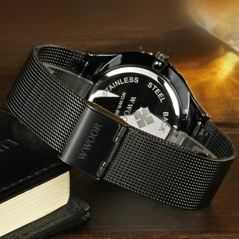 Топ моды классический бренд WWOOR часы Мужские кварцевые спортивные корпус ультра
