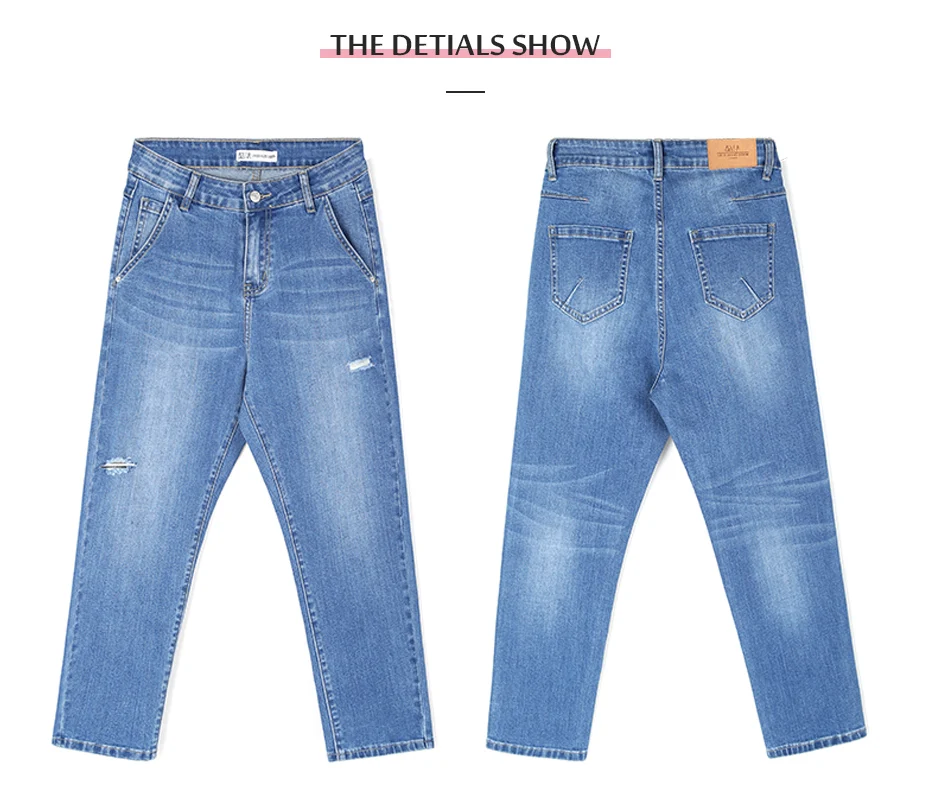 LEIJIJEANS, Новое поступление, весна размера плюс, рваные, с дырками, отбеленные, средняя талия, полная длина, высокая улица, свободные, Женские джинсы-шаровары, 9037