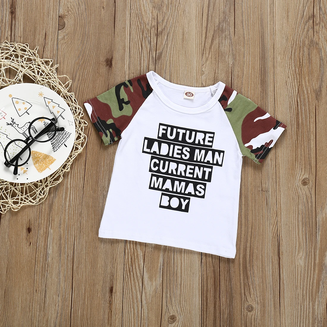 Emmababy 2019 New Brand Mother's Day Infant Kid Baby Boy Tops Vest Shorts Camos Outfit Clothes Set |
