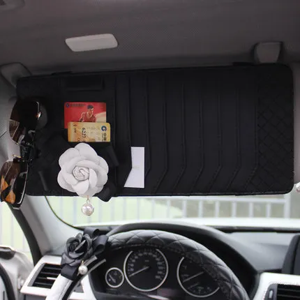 Sun visor CD clip Цветок камелии автомобильный чехол на руль шеи подушки подголовника поясная Поддержка авто солнцезащитный козырек Сумочка для салфеток коробка ремень безопасности аксессуары - Название цвета: Sun visor CD clip
