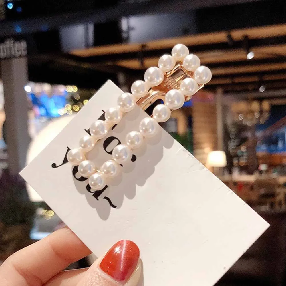 Полый имитация жемчуга с соской клип челка заколка для волос заколки женщин