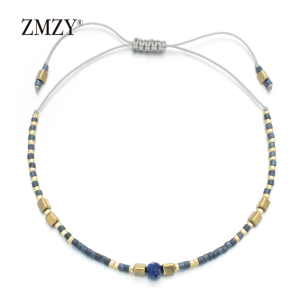 ZMZY Boho Тонкий каменный браслет Миюки деликатный женский с шармами ювелирные