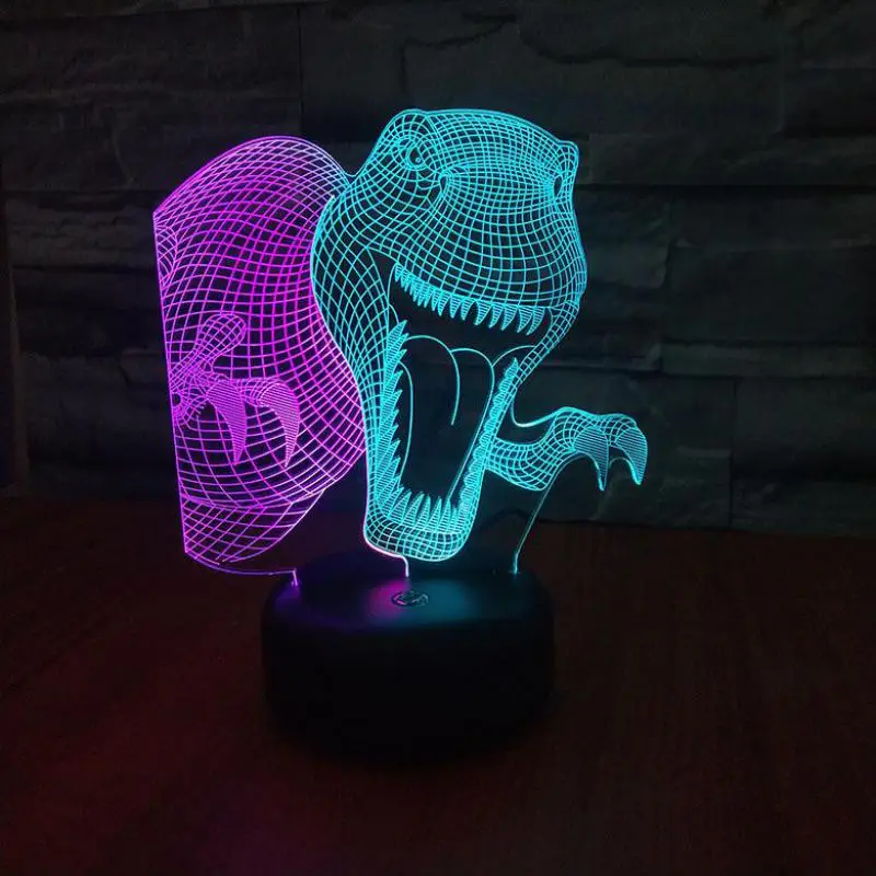 Tyrannosaurus Rex Led 3d лампа креативная красочная сенсорная зарядка Стерео Подарок